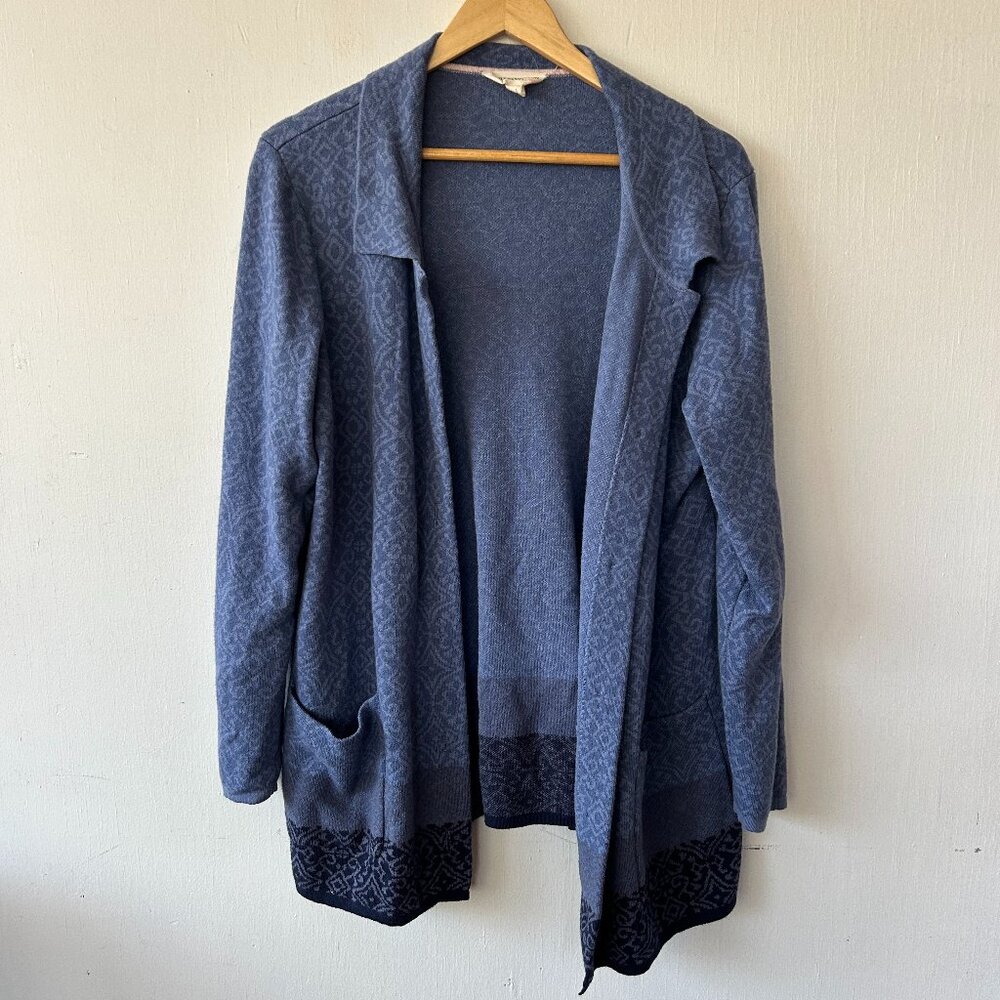 Bridgehampton Isaac Mizrahi Live Cardigan Womens Large Blue Pockets Open Cozy